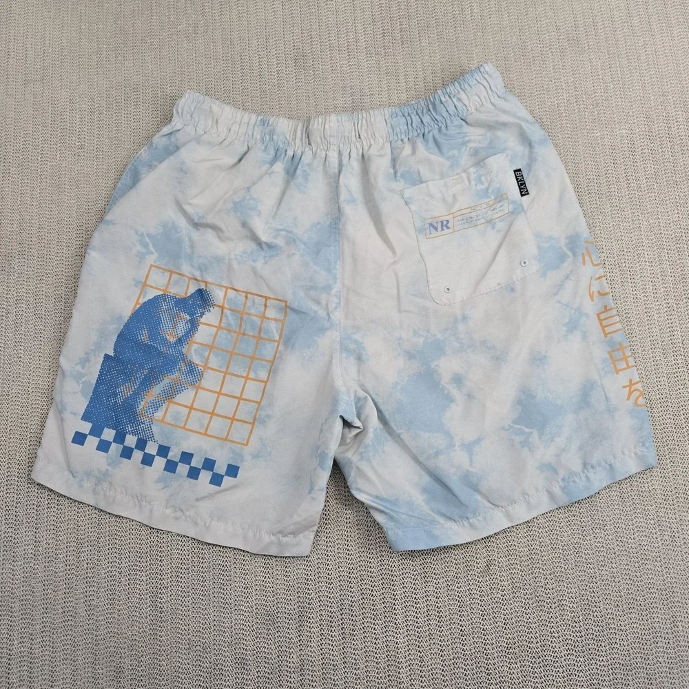 Brooklyn Cloth Shorts Mens Large Kent Ave Open Your Mind Graphic Swim Trunks